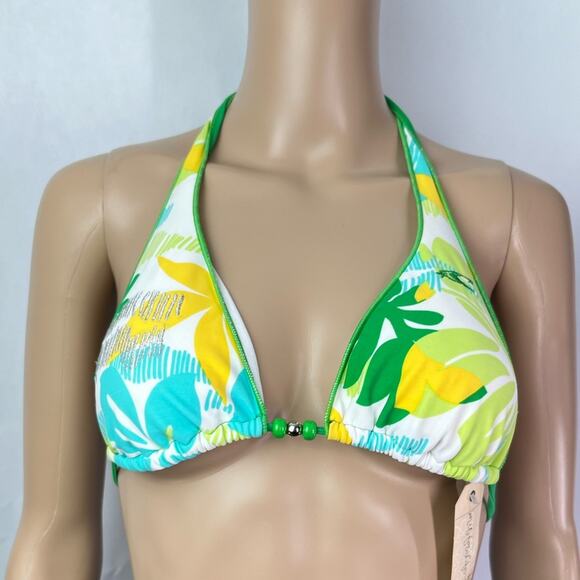 New O'Neill South Swell Tropical Halter Triangle Bikini Top - Picture 8 of 8
